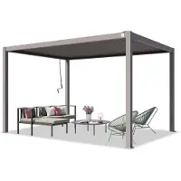 TOOLPORT Pergola 3x4 m, lamellendak, zilvergrijs