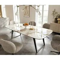 DELIFE Eettafel Edge Boot 240x120 cm Keramiek Minas Melange Wit-Beige Metaal Schräg Zwart