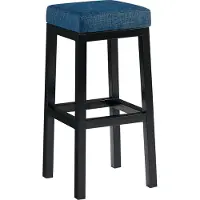CLP Taylor Barkruk - zwart metalen frame - Zithoogte 83 cm - zwart/blauw