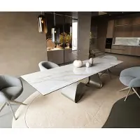 DELIFE Eettafel Edge 300x100 cm keramiek Onyx Pearl W-onderstel metaal effectfinish titan