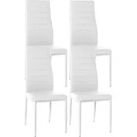 CLP Mayfair Set van 4 eetkamerstoelen - Zonder armleuning - Fauteuil - Metalen onderstel - wit Kunstleer