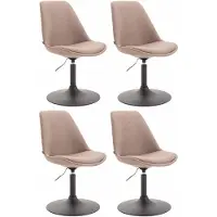 CLP Set van 4 eetkamerstoelen Maverick, bekleed met stof, draaibaar en met traploos verstelbare hoogte, kleur taupe, frame in zwart