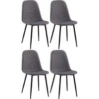 CLP Set van 4 stoelen Giverny, donkergrijs, met sierstiksels, materiaal: stof
