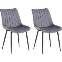 CLP Rahden Set van 2 Eetkamerstoelen - Fluweel grijs