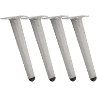 CLP Set van 4 meubelpoten van roestvrij aluminium - Kunststof vloerbeschermers - Voor binnen- en buitenmeubilair - Inclusief schroeven licht grijs