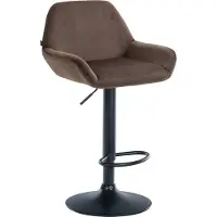 CLP Barkruk Braga, bekleed met fluweel, met metalen frame, in hoogte verstelbaar en draaibaar | Kleur: bruin. Frame: zwart