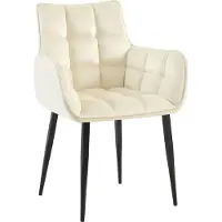 CLP Tirana Eetkamerstoel - met armleuning - met rugleuning - zwart metalen frame - fluweel - velvet - creme