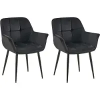 CLP Roseville Set van 2 eetkamerstoelen - Met armleuningen - Klassiek - Fluweel - zwart