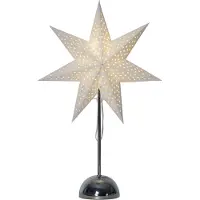 Star Trading Paper Star Light 'Lottie' met metalen voet, batterij + timer, 46 LED's, wit-zilver, warm wit, H 55cm