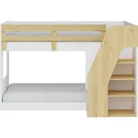 Vente-unique Stapelbed hout natuurlijk licht 90 x 190 cm