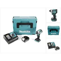 Makita Boormachine + slagboor, DTD 154 RF1J Accu slagmoersleutel 18V 1/4" 175 Nm Borstelloos + 1x accu 3.0Ah + lader + Mak (Oplaadbare batterij)