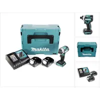 Makita Boormachine + slagboor, DTD 154 RTJ Accu Slagmoersleutel 18V 1/4" 175Nm Borstelloos + 2x Accu 5.0Ah + Lader + Makpa (Oplaadbare batterij)