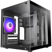 Mars Gaming PC-behuizing MC-CUBE MicroATX ultracompact, gehard glas, ARGB ventilator 120 mm Zwart
