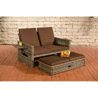 CLP Ancona - Loungebank - 5mm Poly-rotan grijs gevlekt aardsbruin