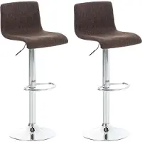 CLP Set van 2 barkrukken "Hover", bekleed met stof, in hoogte verstelbaar en draaibaar | Kleur: bruin, frame: chroom