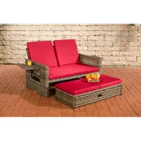 CLP Ancona - Loungebank - 5mm Poly-rotan grijs gevlekt robijnrood