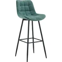 CLP Dartford Barkruk - Met rugleuning - Met voetsteun - Metalen frame - mat zwart/groen