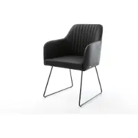 DELIFE Gestoffeerde-stoel Greg-Flex slipframe zwart echt leer zwart pocketveer kern