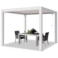PRIMEYARD Pergola 3x3 m, lamellendak, wit