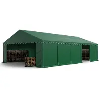 TOOLPORT Opslagtent 5x10 m met ritssluitingen - 2,0m zijwandhoogte, PVC 700, donkergroen