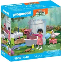 Playmobil | Animals & Friends | Dierenbadplezier | Speelgoed vanaf 4 jaar | Cadeau voor kinderen | Stimuleert creativiteit en interactie met dieren | Dieren verzorgen en baden met accessoires | 71950