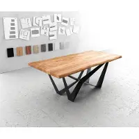 DELIFE Eettafel Edge 200x100 XL acacia natuur Spider vlakstaal zwart Live-Edge