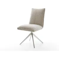 DELIFE Draaistoel Lelio-Flex geweven stof beige kruisframe breed roestvrij staal 360° draaibaar rocker-functie pocketveer kern