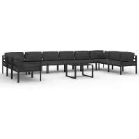vidaXL 11-delige Loungeset met kussens aluminium antracietkleurig