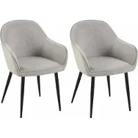 CLP Boise Set van 2 eetkamerstoelen - Met armleuning - Metalen frame - Stof - grijs