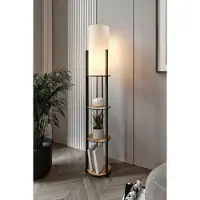Opviq , Radiante - Eikenhouten vloerlamp, eik, PVC, 17 x 17 x 135 cm