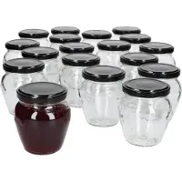 MamboCat Set van 20 jampotjes Vaso Orcio 212ml + To63 deksel zwart