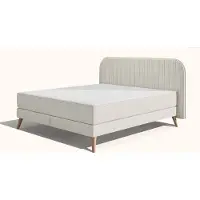 Emma Elite Boxspringbed Comfort V2 – Beige – 180x200 cm – Hoofdbord Strepen – Houten poten