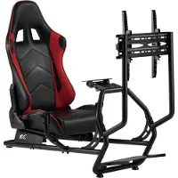 NanoRS RS160 Racing simulator cockpit 3 in 1 speelstoel met kunstlederen bekleding - Stuurwiel standaard TV-beugel tot 50" Max. Vesa 400x400