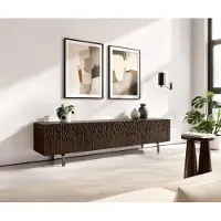 DELIFE TV-meubel Follia 200 cm mango bruin 4 deuren L-Fuß poot metaal zwart