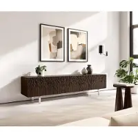 DELIFE TV-meubel Follia 200 cm mango bruin 4 deurenL-poot geborsteld RVS