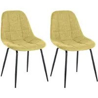 CLP Tom Set van 2 Eetkamerstoelen - Zonder armleuning - Fauteuil - lichtgroen Stof