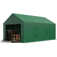TOOLPORT Opslagtent 4x6 m met ritssluitingen - 2,0m zijwandhoogte, PVC 750, met grondframe, donkegroen
