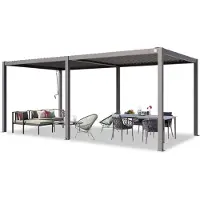PRIMEYARD Pergola 3x6 m, lamellendak, zilvergrijs