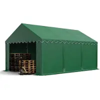 TOOLPORT Opslagtent 4x6 m met ritssluitingen - 2,0m zijwandhoogte, PVC 700, donkergroen