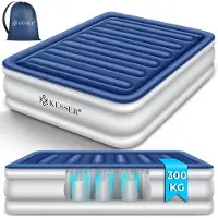 Kesser Luchtbed Opblaasbaar Matras met Ingebouwde Elektrische Pomp Verhoogd Opblaasbaar Matras voor Overnachtende Gasten met Opbergtas en Reparatiekit - Dubbel Blauw / Wit