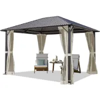 TOOLPORT Tuinpaviljoen 3x3,65m, Hardtop, 4 zijwanden, beige