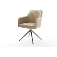 DELIFE Draaistoel Greg-Flex microvelours beige vintage kruisframe breed grafiet 360° draaibaar rocker-functie pocketveer kern