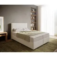 DELIFE Boxspringbed Dream-Well 140x200 cm Bouclé Crème-Wit met Matras en Topper