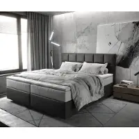 DELIFE Boxspringbed Dream-Fine 180x200 cm Microvezel Antraciet Vintage met TFK Matras en Visco Topper