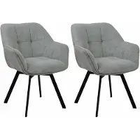 CLP Jordi Set van 2 eetkamerstoelen - Met armleuning - Metaal frame - Ribstof/grijs