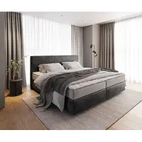 DELIFE Boxspring bed Dream-Well Microvezel antraciet vintage 200x200 cm met pocketveringmatras en Visco topper