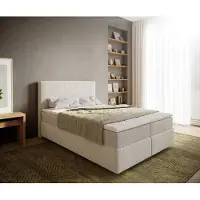 DELIFE Boxspringbed Dream-Well 140x200 cm Bouclé Crème-Wit met Pocketveringmatras en Topper Visco