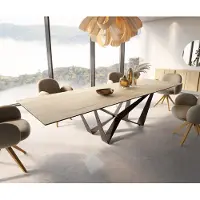 DELIFE Eetkamertafel Edge 300x100 keramiek Laminam Sabbia eiken kleur spider vlak staal zwart