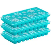 Forte Plastics 3x stuks Trays met Flessenhals ijsblokjes/ijsklontjes staafjes vormpjes 10 vakjes kunststof blauw - IJsblokjesvormen