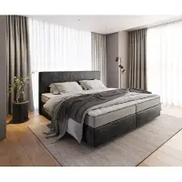 DELIFE Boxspringbed Dream-Well Microvezel Antraciet Vintage 200x200 cm met Bonell-matras en PU-topper
